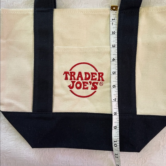 Trader Joe’s Mini Logo Tote Navy Blue Small Grocery Shopping Bag Canvas - Picture 6 of 7
